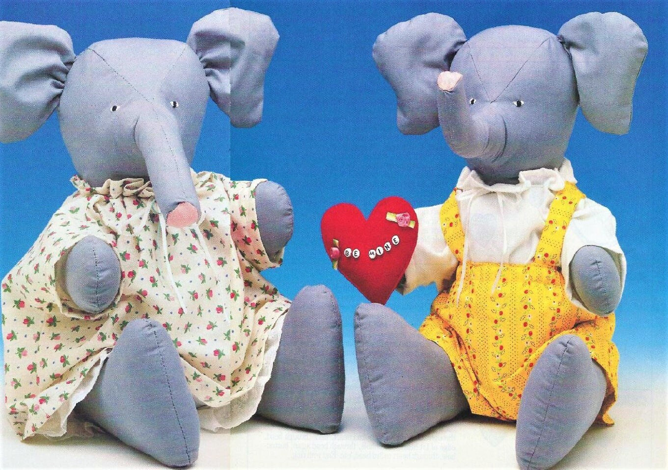 Vintage Sewing Pattern 18" Fabric Boy Girl Stuffed Elephant Dolls and Clothing Soft Toys PDF Instant Digital Download Buttoned Joints