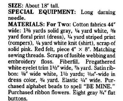 Vintage Sewing Pattern 18" Fabric Boy Girl Stuffed Elephant Dolls and Clothing Soft Toys PDF Instant Digital Download Buttoned Joints