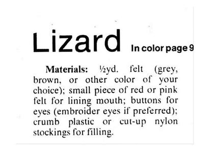Vintage Sewing Pattern 17" Frilled Neck Lizard Felt Fabric Soft Sculpture Toy Doll PDF Instant Digital Download Sewn Australian Reptile