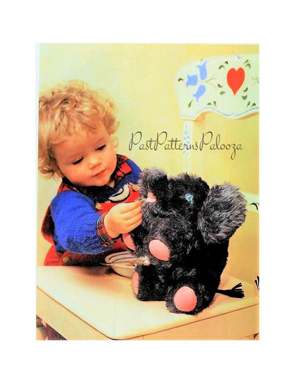 Vintage Sewing Pattern 12" Furry Elephant Baby Woolly Mammoth Soft Toy Doll Faux Fake Fur PDF Instant Digital Download Stuffed Animal