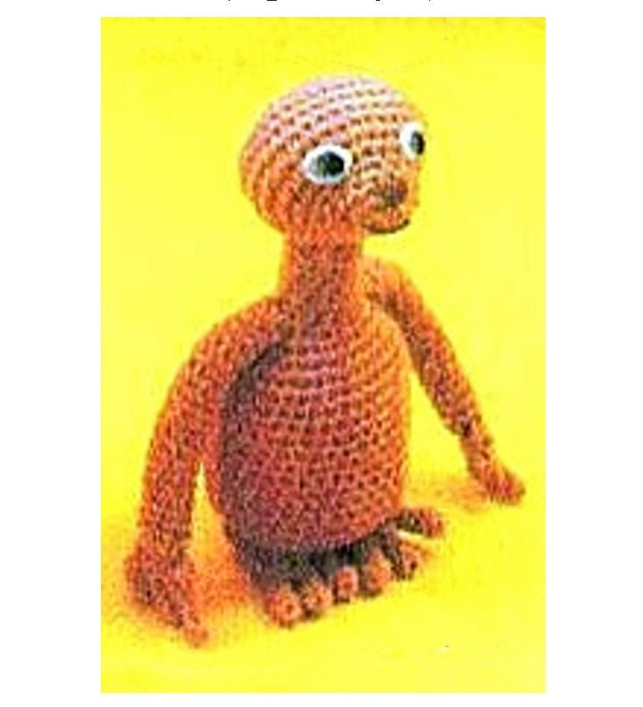 Vintage Crochet Pattern 11" ET Space Alien Amigurumi Doll E.T. Extra Terrestrial PDF Instant Digital Download Space Creature Soft Toy 10 Ply