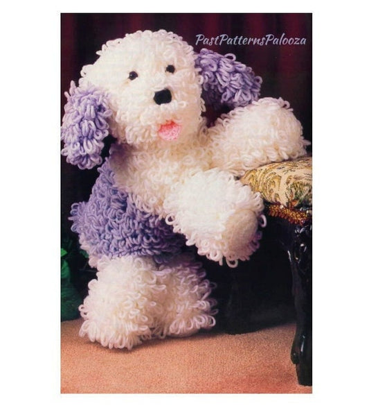 Vintage Crochet Pattern 12" English Sheepdog Dog Soft Toy Doll PDF Instant Digital Download Loop Stitch Mr. Mugs Plush Purebred 10 Ply