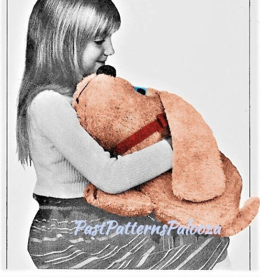 Vintage Sewing Pattern 21" Basset Hound Puppy Dog Soft Doll Plush Faux Fur Fabric PDF Instant Digital Download Stuffed Pet Dog Soft Toy