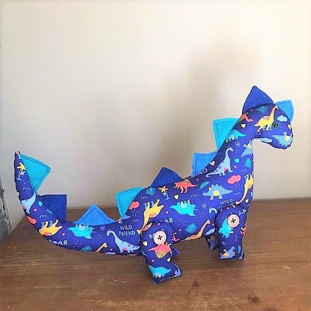 Vintage Sewing Pattern 17" Fabric Stegosaurus Dinosaur Soft Sculpture Toy Doll PDF Instant Digital Download