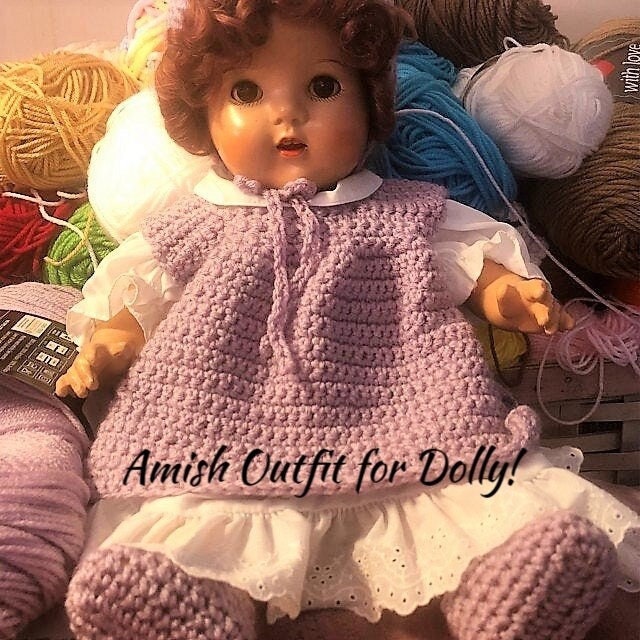 Vintage Crochet Pattern 18" Amish Doll PDF Instant Download Amigurumi Faceless Soft Doll Quaker Mennonite Waldorf Retro 1980s Design