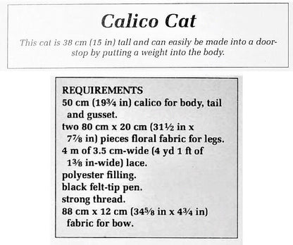 Vintage Sewing Pattern 15" Calico Rose Kitty Sitting Pretty Cat Pillow Doll PDF Instant Digital Download Sewn Soft Cat Pillow or Doorstop