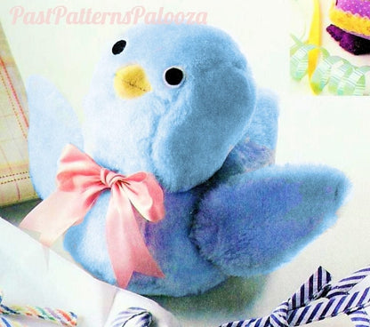 Vintage Sewing Pattern 7" Bluebird Bird Plush Fabric Soft Toy Doll PDF Instant Digital Download Stuffed Soft Sculpture Blue Bird Plushie