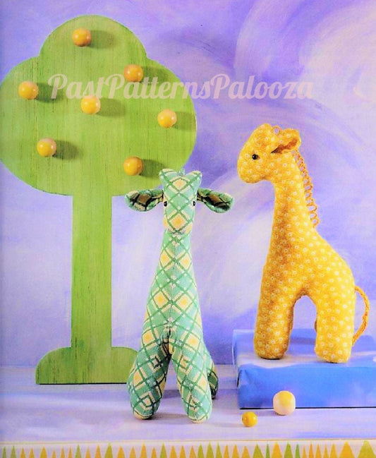 Vintage Sewing Pattern 9" Calico Plaid Fabric Giraffe Soft Sculpture Toy Doll PDF Instant Digital Download Cute Plush Zoo Safari Animal