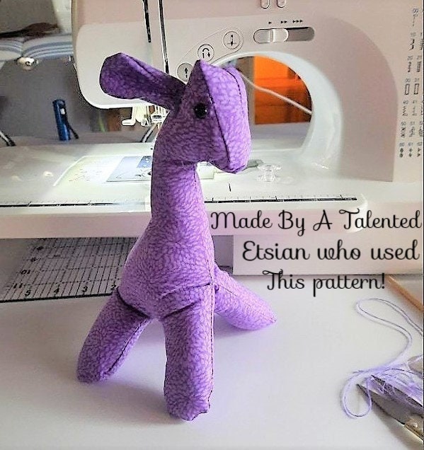Vintage Sewing Pattern 9" Calico Plaid Fabric Giraffe Soft Sculpture Toy Doll PDF Instant Digital Download Cute Plush Zoo Safari Animal