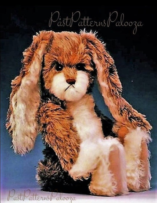 Vintage Sewing Pattern 14" Lop Eared Grumpy Bunny Teddy Toy PDF Instant Digital Download Sewn Soft Faux Fur Fabric Stuffed Rabbit Doll