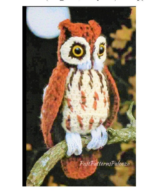 Vintage Crochet Pattern 11" Cute Screech Owl Soft Toy PDF Instant Digital Download Plush Stuffed Realistic Owl Bird Amigurumi Doll 4 Ply