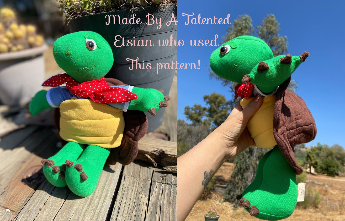 Vintage Sewing Pattern 13" Franklin the Turtle Doll PDF Instant Digital Download Plush Fabric Soft Toy