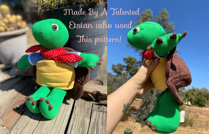 Vintage Sewing Pattern 13" Franklin the Turtle Doll PDF Instant Digital Download Plush Fabric Soft Toy