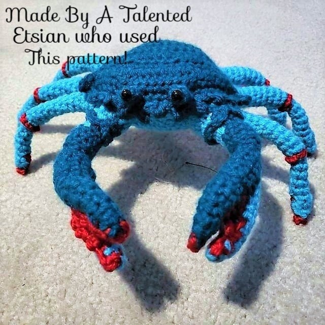Vintage Crochet Pattern 4" Blue Crab Soft Toy Amigurumi PDF Instant Digital Download Crustacean Realistic Plush Stuffed Sea Life Doll 4 Ply