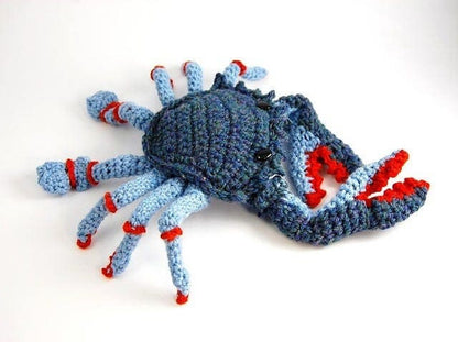 Vintage Crochet Pattern 4" Blue Crab Soft Toy Amigurumi PDF Instant Digital Download Crustacean Realistic Plush Stuffed Sea Life Doll 4 Ply