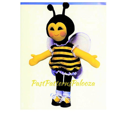 Vintage Sewing Pattern 20" Cute Honey Bee Bumblebee Fabric Soft Sculpture Doll PDF Instant Digital Download Kitsch Kawaii Stuffed Bee Toy