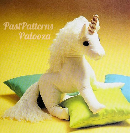 Vintage Sewing Pattern 19" Fabric Unicorn Soft Sculpture Toy Doll PDF Instant Digital Download Cute Stuffed Mystical Horse Play or Display