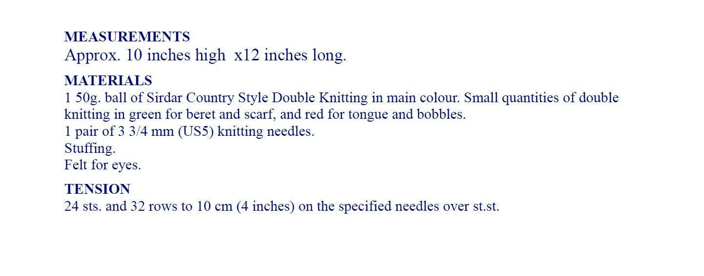 Vintage Knitting Pattern 12" Loch Ness Monster Soft Toy Scottish Nessie Doll PDF Instant Digital Download Amigurumi Stuffed Water Monster DK