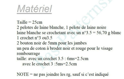 Vintage Crochet Pattern 10" French Mime Clown Doll Pierrot Poupée English AND French PDF Instant Digital Download 10 Ply Version Francaise