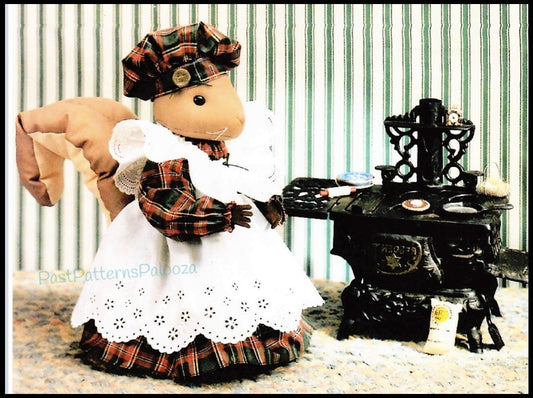Vintage Sewing Pattern 10" Old Fashioned Lady Squirrel Soft Sculpture Toy Doll and Clothes PDF Instant Digital Download Full Sized Pattern