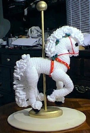 Vintage Crochet Pattern 15" Christmas Carousel Horse Soft Toy Doll PDF Instant Digital Download Plush Merry Go Round Horse Amigurumi 4 Ply