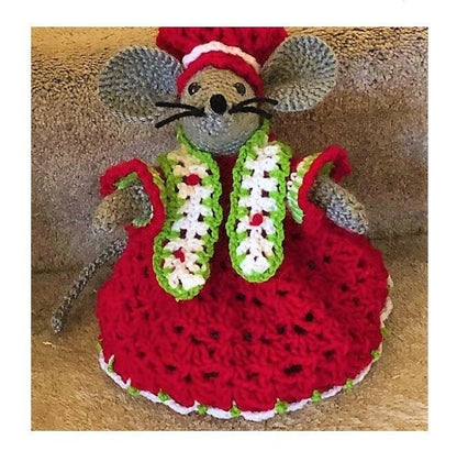Vintage Crochet Pattern 11" Christmas Mouse Mrs Santa Claus Amigurumi Soft Toy Doll PDF Instant Download Plush Mouse 4 Ply