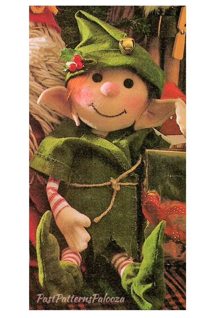 Vintage Sewing Pattern 15" Fabric Soft Sculpture Christmas Elf Doll PDF Instant Digital Download Elves Santa's Helper Toy