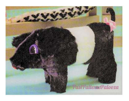 Vintage Sewing Pattern 18" Plush Pig Soft Sculpture Toy Doll Faux Fur Fabric PDF Instant Digital Download Sewn Realistic Piglet Farm Animal