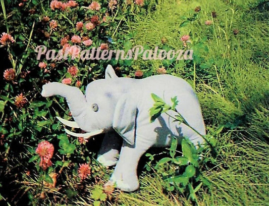 Vintage Sewing Pattern 20" Elephant Doll Fabric Soft Sculpture Plush Toy PDF Instant Digital Download Realistic Jungle Zoo Safari Animal