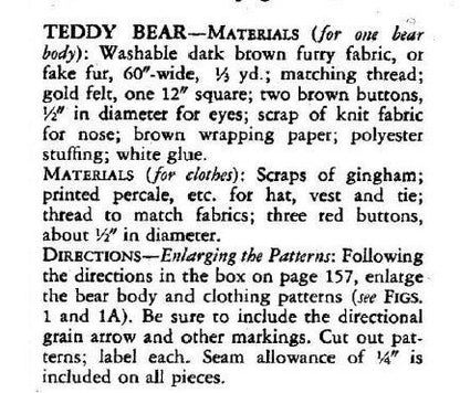 Vintage Sewing Pattern 16" Plush Teddy Bear with Hat Vest & Bowtie Soft Toy Doll PDF Instant Digital Download Sewn Faux Fur