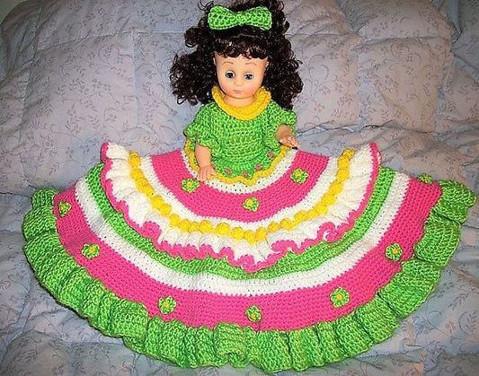 Vintage Crochet Pattern 13" Elizabeth Bed Doll Dress Outfit for 13 or 14 Inch Dolls PDF Instant Digital Download Sweet Dreams 10 Ply