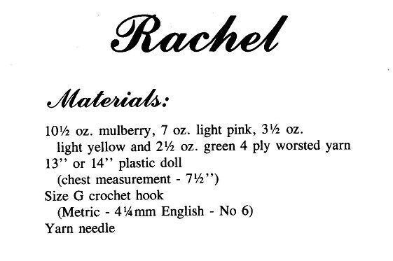 Vintage Crochet Pattern Pretty Rachel Bed Doll Dress Outfit for 13" Dolls PDF Instant Digital Download Sweet Dreams Dumplin Designs