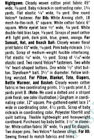 Vintage Sewing Pattern 15" Fabric Baby Soft Sculpture Toy Doll and Layette Moses Basket Bed and Accessories PDF Instant Digital Download