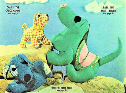 Vintage Sewing Patterns Retro Mod Fabric Puppy Dogs Soft Sculpture Toys PDF Instant Digital Download 70s Stuffed Plushies Doggies 7 Designs