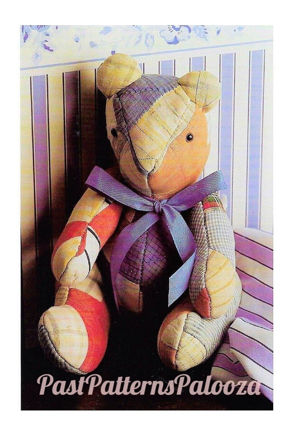 Vintage Sewing Pattern 15" Patchwork Fabric Memory Bear Jointed Traditional Teddy PDF Instant Digital Download Soft Stuffed Toy