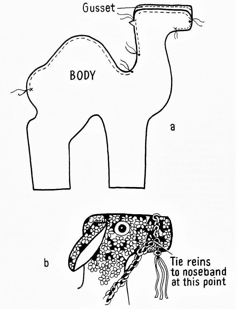 Vintage Sewing Pattern 16" Cotton Print Camel Soft Fabric Toy PDF Instant Digital Download Sewn Retro Stuffed Animal