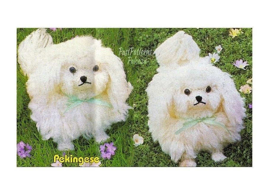 Vintage Crochet Pattern 8" Pekingese Dog PDF Instant Digital Download Purebred Puppy Amigurumi Plush Stuffed Soft Toy 10 Ply