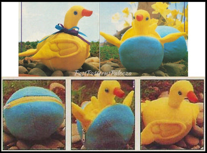 Vintage Sewing Pattern Fabric Egg To Duck Soft Sculpture Toy PDF Instant Digital Download Stuffed Easter Duckling Zipper Pop Out Sewn Toy