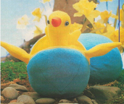 Vintage Sewing Pattern Fabric Egg To Duck Soft Sculpture Toy PDF Instant Digital Download Stuffed Easter Duckling Zipper Pop Out Sewn Toy