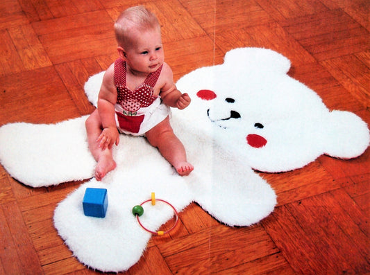Vintage Sewing Pattern 42" Baby Bear Rug or Play Mat PDF Instant Digital Download Faux Fake Fur & Gingham Teddy Bear Nursery Rug