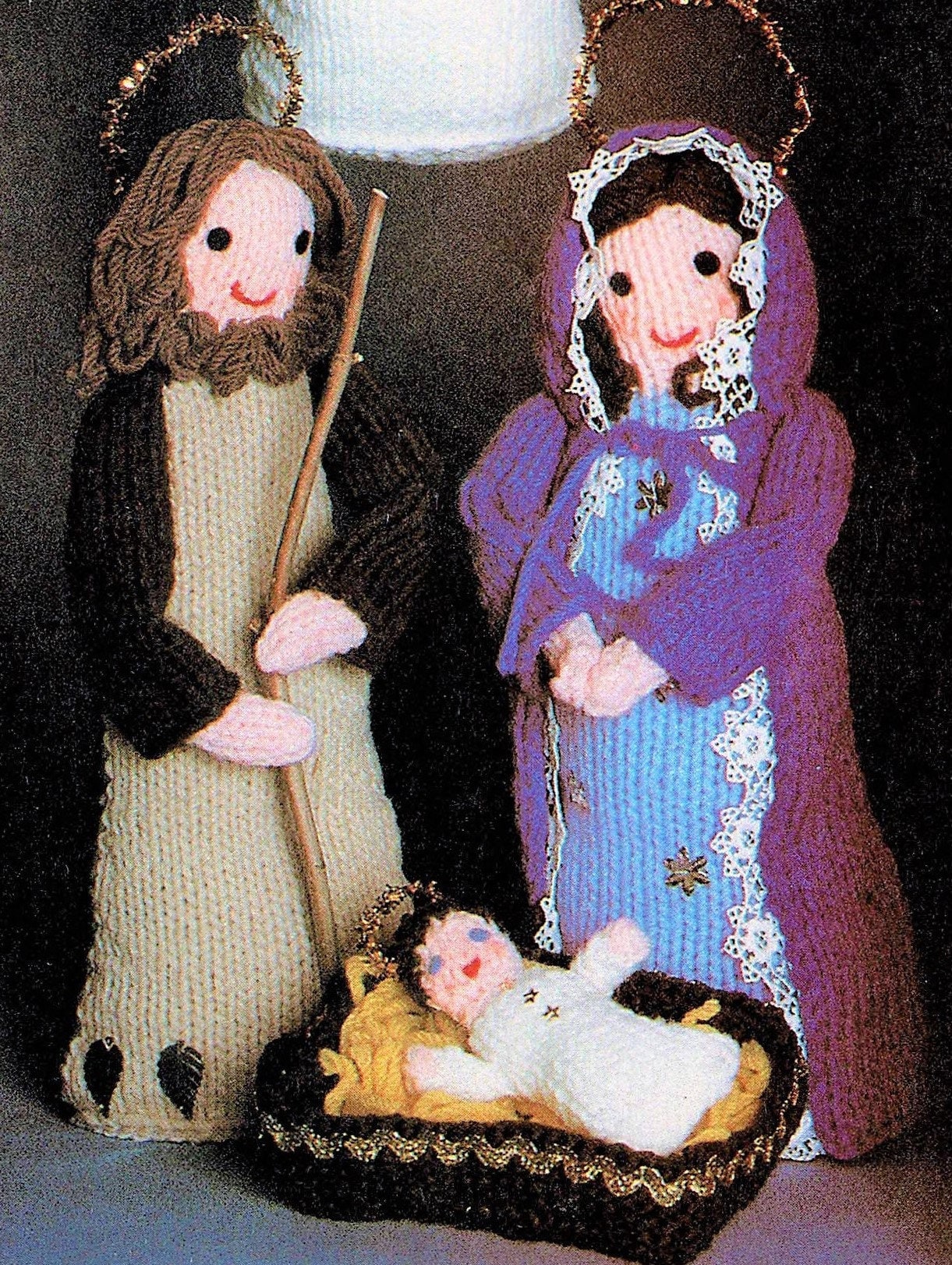 Vintage Knitting Pattern 12" Christmas Nativity Soft Toy Dolls Mary Joseph Baby Jesus Angel Amigurumi PDF Instant Digital Download 10 Ply