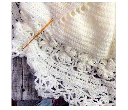 Vintage Crochet Lacy Lace Circular Baby Blanket Pattern PDF Instant Digital Download Flower Shawl Blossoms Variegated Heirloom 5 Ply