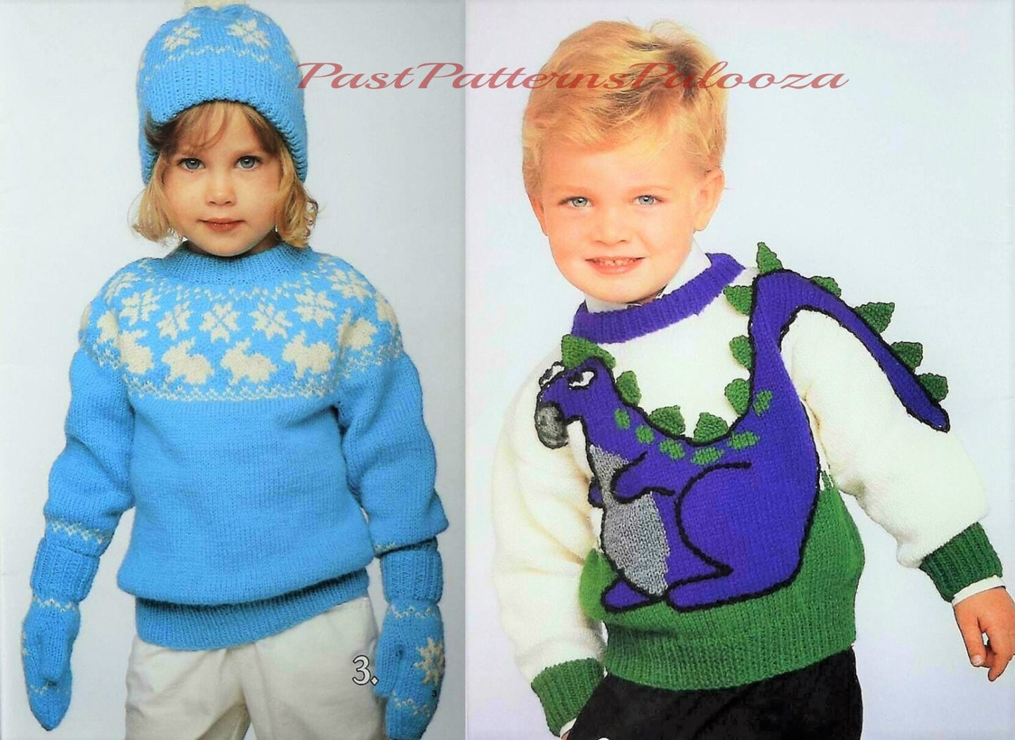 Vintage Knitting Pattern Childs Kids Knit Animal Sweaters PDF Instant Digital Download Dinosaur Sheep Cat Face Scottie Dog Jumper 10 Ply