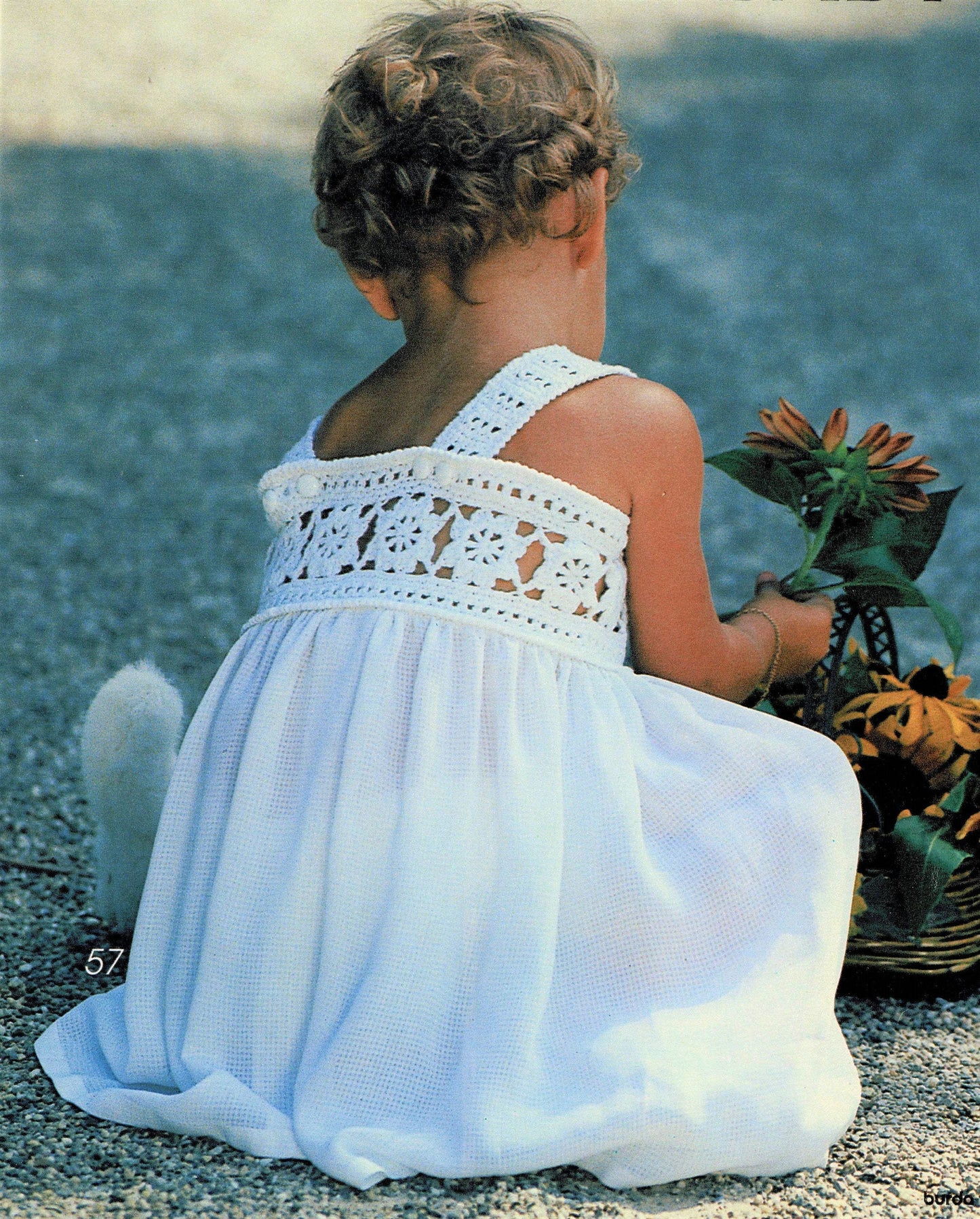 Vintage Crochet Pattern Toddler Girl Flower Blossom Top Yoke Sun Dress PDF Instant Digital Download Sewn Skirt 24m 2T 2 Years 4 Ply
