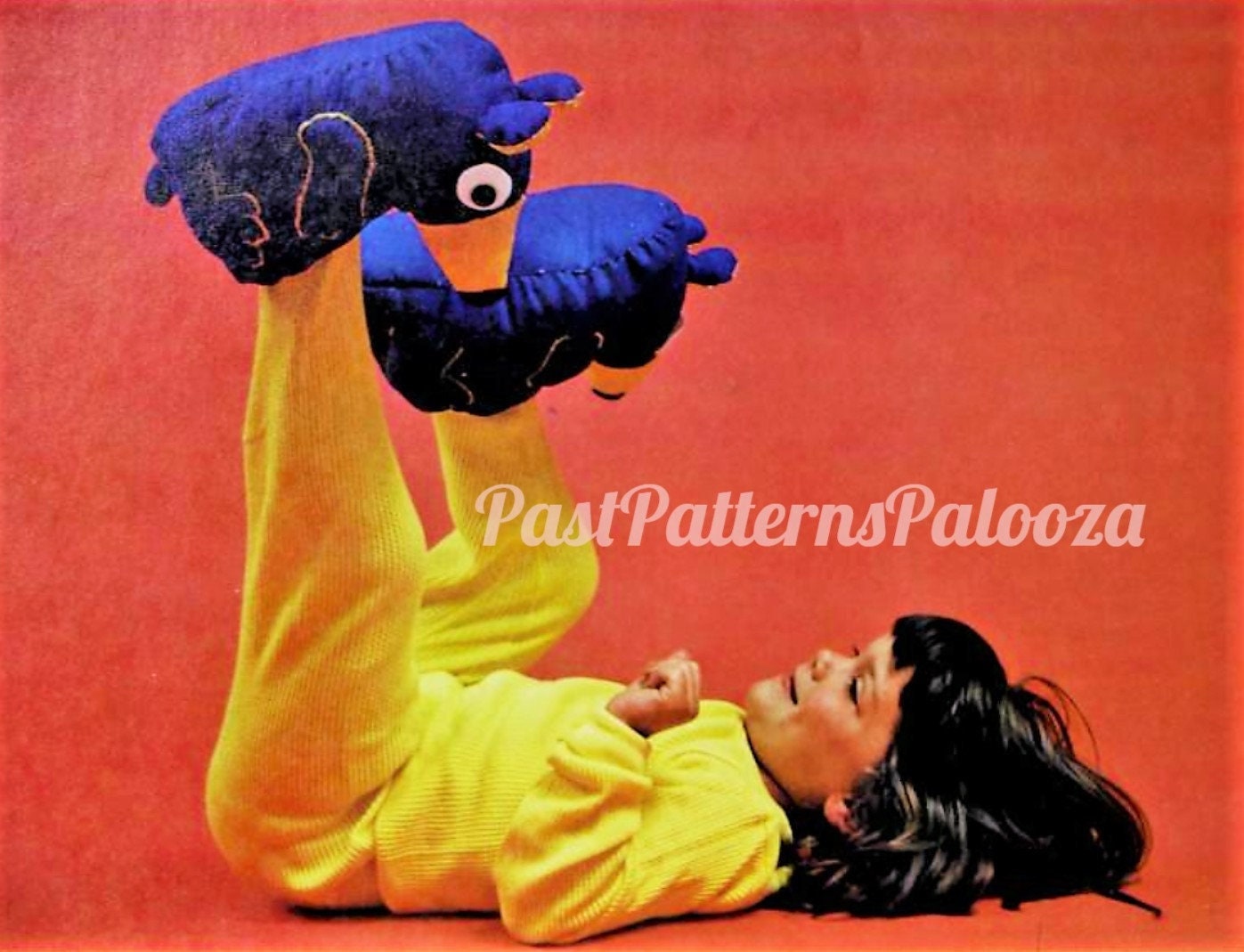 Vintage Sewing Pattern Childs Animal Slippers Puffy Quilted Foot Cozies PDF Instant Digital Download Sewn Plush Foot Covers Kids to Adults