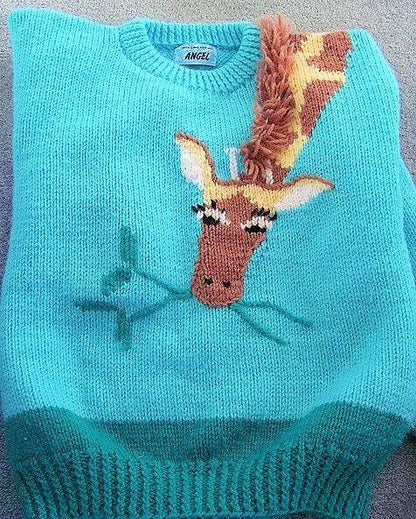 Vintage Knitting Pattern Kids Childs Knit Giraffe Pullover Sweater Jumper PDF Instant Digital Download Zoo Safari Animal 4-8 Years 10 Ply