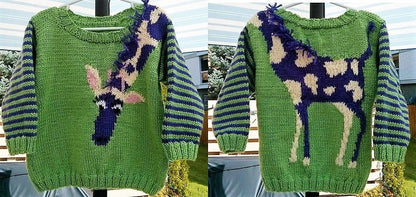 Vintage Knitting Pattern Kids Childs Knit Giraffe Pullover Sweater Jumper PDF Instant Digital Download Zoo Safari Animal 4-8 Years 10 Ply