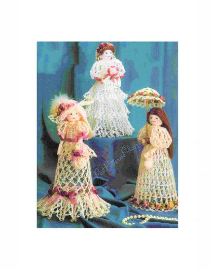 Vintage Crochet Patterns Lace Victorian Ladies Doll Figures PDF Instant Digital Download Cotton Thread Centerpiece Display Dolls