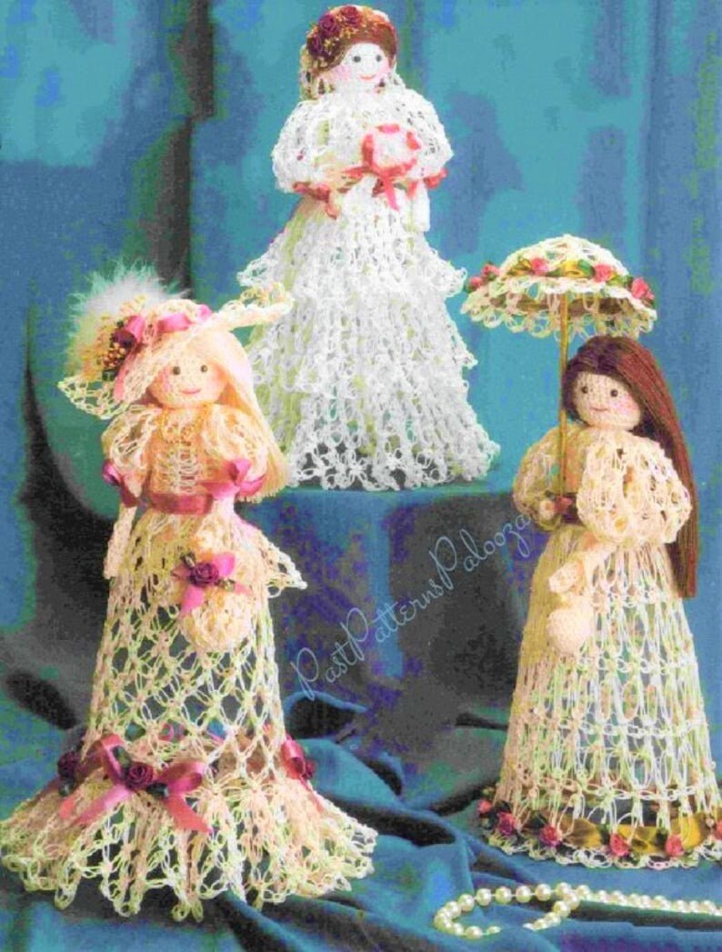 Vintage Crochet Patterns Lace Victorian Ladies Doll Figures PDF Instant Digital Download Cotton Thread Centerpiece Display Dolls