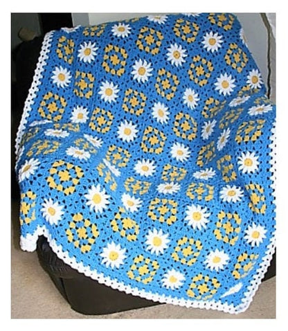 Vintage Crochet Pattern Daisies and Grannies Afghan PDF Instant Digital Download Pretty Daisy Flower Granny Square Blanket 10 Ply
